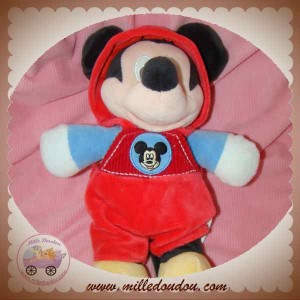 DISNEY NICOTOY DOUDOU MICKEY SOURIS NOIR HABIT ROUGE CAPUCHE SOS