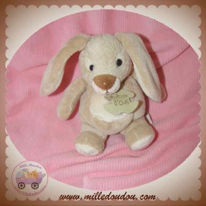 HISTOIRE D'OURS DOUDOU LAPIN BEIGE MARRON 16 CM SOS