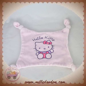 SOS DOUDOU CHAT MOUCHOIR PLAT ROSE HELLO KITTY NOEUD