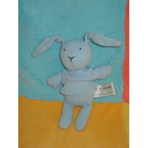 DPAM DOUDOU LAPIN TISSU BLEU HOCHET DU PAREIL AU MEME