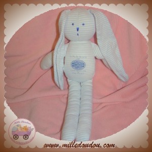 PETIT BATEAU DOUDOU LAPIN RAYE BLEU FIL MILLERAIES SOS