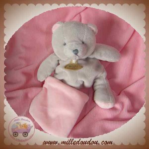 DOUDOU ET COMPAGNIE OURS GRIS MOUCHOIR ROSE SOS