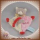 BABYNAT BABY NAT DOUDOU CHAT GRIS PLAT LOSANGE ROSE ECRU ATTACHE TETINE SOS