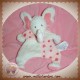 TCF SOS DOUDOU ELEPHANT MARIONNETTE BLANC POIS ROSE