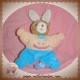 NOUNOURS SOS DOUDOU LAPIN BEIGE QUASI PLAT SAUMON BLEU 17 cm