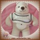 SUCRE D'ORGE DOUDOU OURS BEIGE MARRON PULL ECRU 26 cm SOS