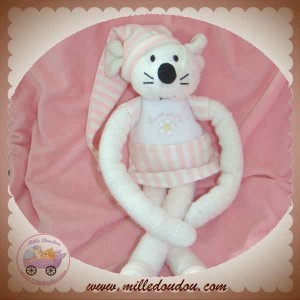 LUMINOU SOS DOUDOU SOURIS ROSE PYJAMA ROBE FLEUR 34 CM