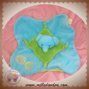 BABY SMILE SOS DOUDOU ELEPHANT PLAT BLEU VERT