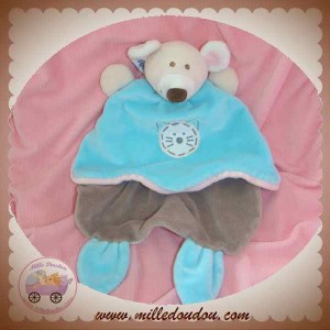 AJENA SOS DOUDOU SOURIS PLAT BLEU BEIGE