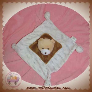 GD DOUDOU OURS BEIGE PLAT BLANC A POIS MARRON SOS GD DOUDOU OURS BEIGE PLAT BLANC A POIS MARRON SOS