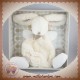 DOUDOU ET COMPAGNIE LAPIN BONBON PLAT BLANC TAUPE POIL SOS DC2123