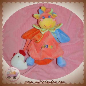 DOUDOU GIRAFE MARIONNETTE ROSE ORANGE ENFANT SOS