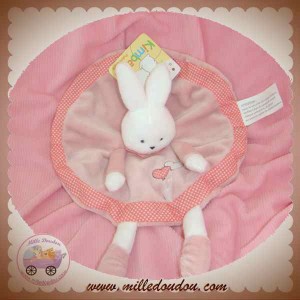 KIMBALOO SOS DOUDOU LAPIN BLANC PLAT ROND ROSE COEUR