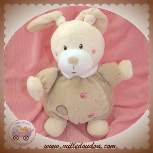 NICOTOY DOUDOU LAPIN ECRU BOULE BEIGE ROND SOS