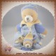 DOUDOU ET COMPAGNIE OURS BEIGE LEO BLEU ECRU AVEC BEBE SOS