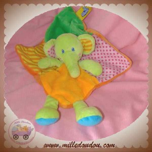 CASINO TILAPIN SOS DOUDOU ELEPHANT VERT PLAT ORANGE ROSE