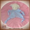 TOPOLINO SOS DOUDOU MOUTON BLANC PLAT RAYE BLEU TISSU