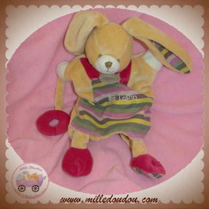 BABYNAT BABY NAT SOS DOUDOU LAPIN BEIGE MARIONNETTE RAYE TISSU MME LAPIN