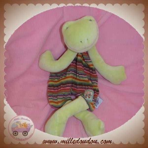 MOULIN ROTY SOS DOUDOU GRENOUILLE VERTE PLAT TISSU RAYE