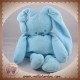 NATTOU DOUDOU LAPIN BLEU TURQUOISE QUASI PLAT NOEUD SOS