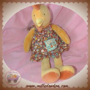 MOULIN ROTY SOS DOUDOU POULE COQ ORANGE ROBE 20 cm