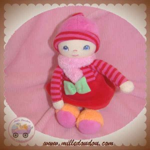 COROLLE SOS DOUDOU POUPEE  ROUGE NOEUD VERT HOCHET