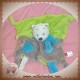 TEX SOS DOUDOU OURS PLAT VERT GRIS NOEUD SOS