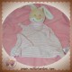 BABOU DOUDOU LAPIN PLAT RAYE BLANC ROSE NOEUD SOS