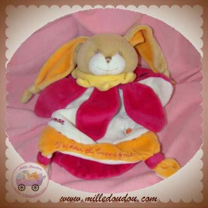 DOUDOU ET COMPAGNIE LAPIN BEIGE ZORA MARIONNETTE FLEUR SOS