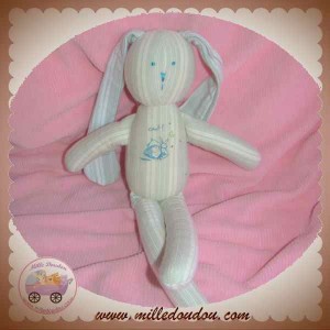 PETIT BATEAU DOUDOU LAPIN TISSU RAYE GRIS CHUT SOS