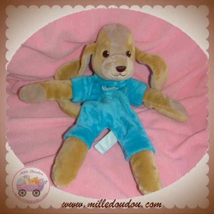 ANIMA DOUDOU CHIEN MARRON PLAT BLEU TURQUOISE ANIMADOO SOS