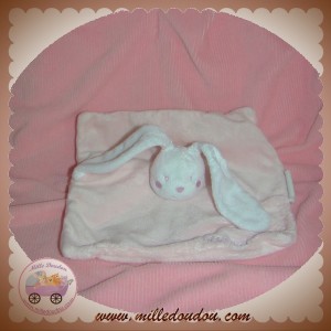 KIMBALOO SOS DOUDOU LAPIN PLAT BLANC ROSE 1ER DOUDOU