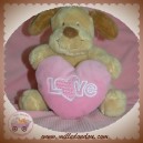 NICOTOY SOS DOUDOU CHIEN BEIGE MARRON COEUR ROSE LOVE