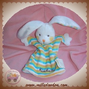 KIMBALOO SOS DOUDOU LAPIN MARIONNETTE RAYE ORANGE VERT BLEU