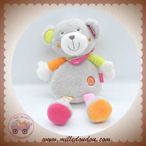 BABYSUN DOUDOU OURS GRIS ORANGE HOCHET SOS