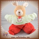 NOUNOURS DOUDOU LAPIN BEIGE QUASI PLAT VERT ROUGE 30 CM SOS