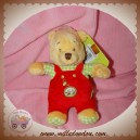 DISNEY DOUDOU OURS WINNIE L'OURSON SALOPETTE ROUGE 15 cm SOS