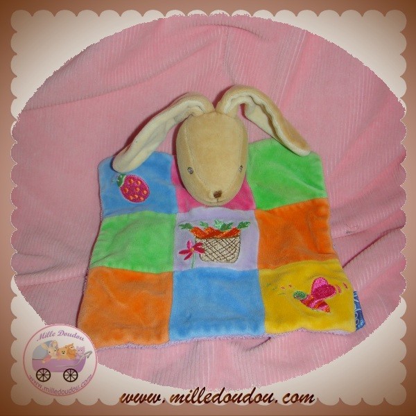 Doudou Kaloo Lapin Beige Coccinelle Plat - Patchwork