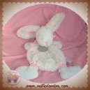 DOUDOU ET COMPAGNIE LAPIN BONBON PLAT BLANC ROSE POIL SOS