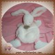 DOUDOU ET COMPAGNIE LAPIN BONBON PLAT BLANC ROSE POIL SOS