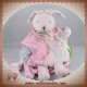 DOUDOU ET COMPAGNIE SOS LAPIN MARIONNETTE BLANC ROSE FLEUR TATOO