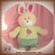 AJENA SOS DOUDOU LAPIN SAUMON CORPS VERT FLEUR