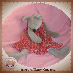 MOULIN ROTY SOS DOUDOU SOURIS NINI GRISE PLAT ROBE ROUGE