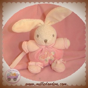 KALOO DOUDOU LAPIN BOULE ROSE AVEC FLEUR ATTACHE TETINE SOS