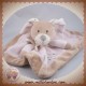 NICOTOY DOUDOU LAPIN TAUPE PLAT CARRE ROSE SOS