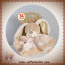 NICOTOY DOUDOU LAPIN TAUPE PLAT CARRE ROSE SOS
