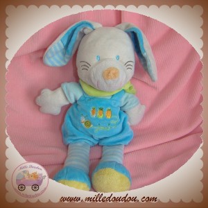 NICOTOY SOS DOUDOU LAPIN GRIS SALOPETTE BLEU CAROTTE