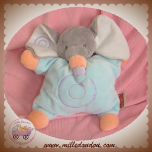 NATTOU DOUDOU ELEPHANT GRIS QUASI PLAT BLEU BUBBLES SOS