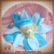 DOUDOU ET COMPAGNIE OURS FLEUR PELATES BLEU ECRU ETIQ MARRON 