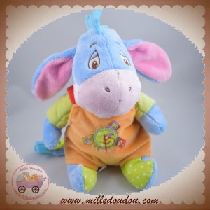 DISNEY DOUDOU BOURRIQUET BLEU VERT SALOPETTTE ORANGE 20 cm SOS